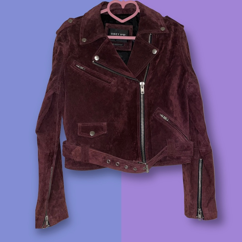 *SOLD OUT* Obey Burgundy Suede Moto Jacket
